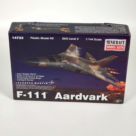 Minicraft F-111 Aardvark 1:144 Scale Plastic Model Kit 14733 New in Open Box - Picture 2 of 6